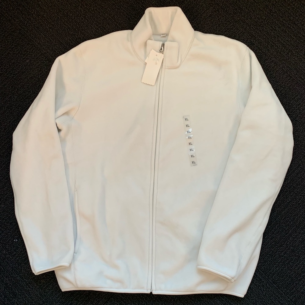 White Uniqlo Zip Up Fleece Sweater